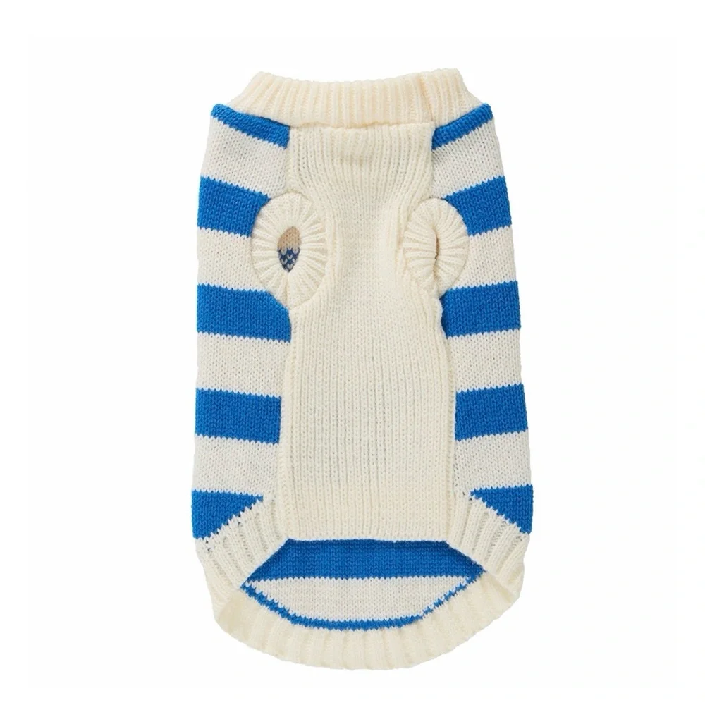 Top Paw Blue and White Dog Sweater with Yellow Design